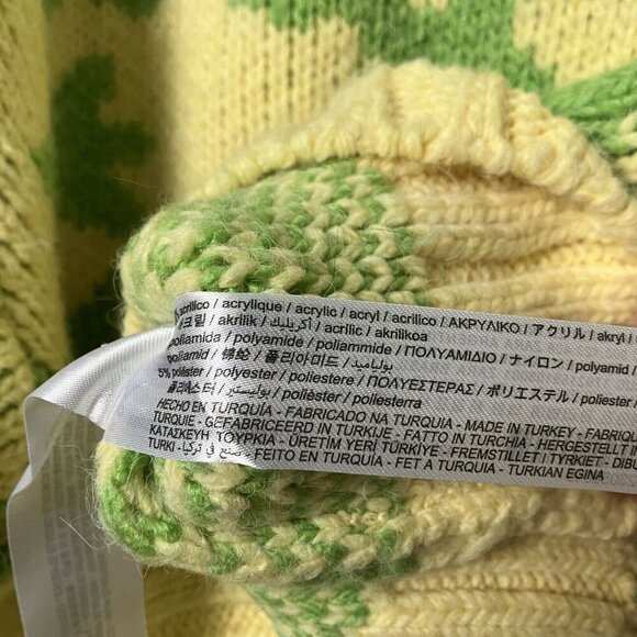 Zara Yellow Floral Funky Knit Retro Cardigan Womens Large - Picture 5 of 5